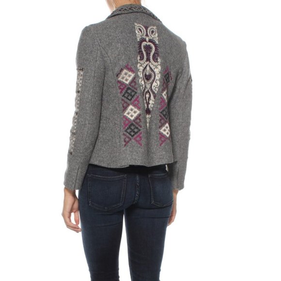 New Odd Molly Uptown Girl Embroidered Gray Blazer Size 1 (Small) LAST ONE! - Picture 1 of 12